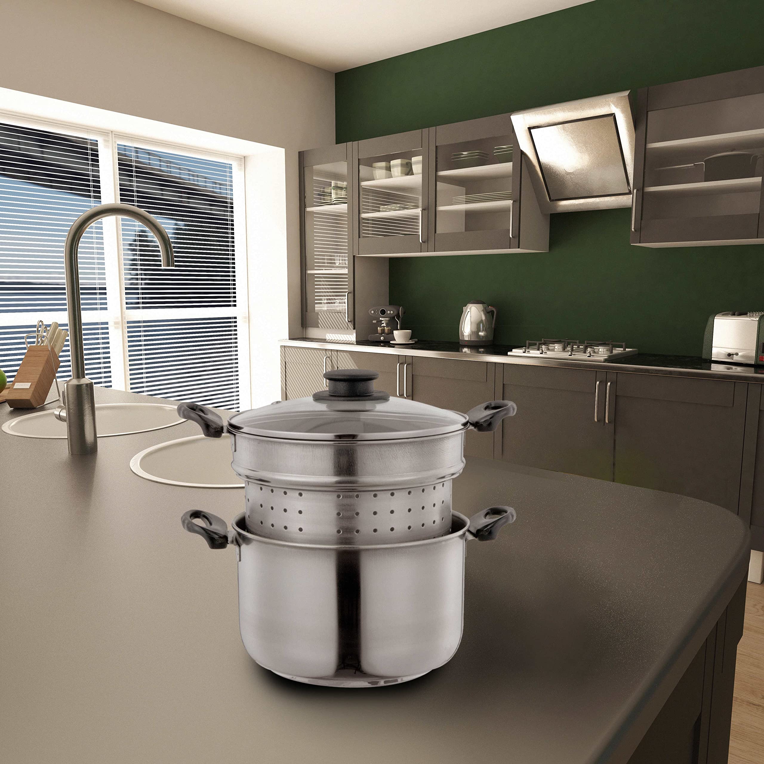 Baroni Home Padella Antiaderente, Pastaiola piano cottura Induzione, gas ed elettrico, Made in Italy, Pastaiola Alluminio, 20 cm