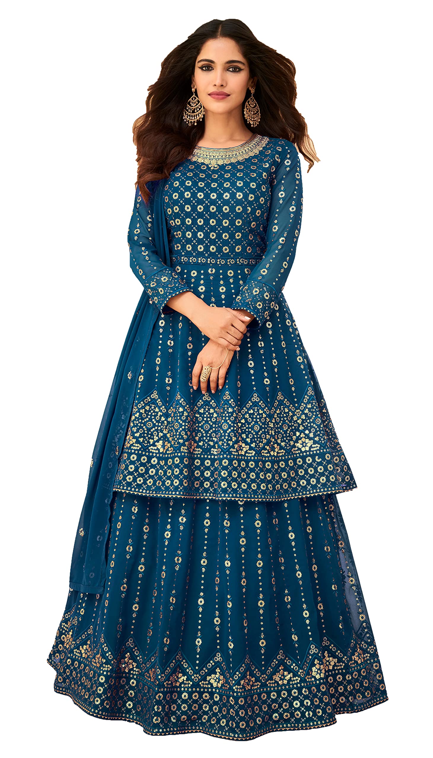 STELLACOUTUREIndian Pakistani style party wedding night Georgette lehenga salwar kameez suit for women 2498-O