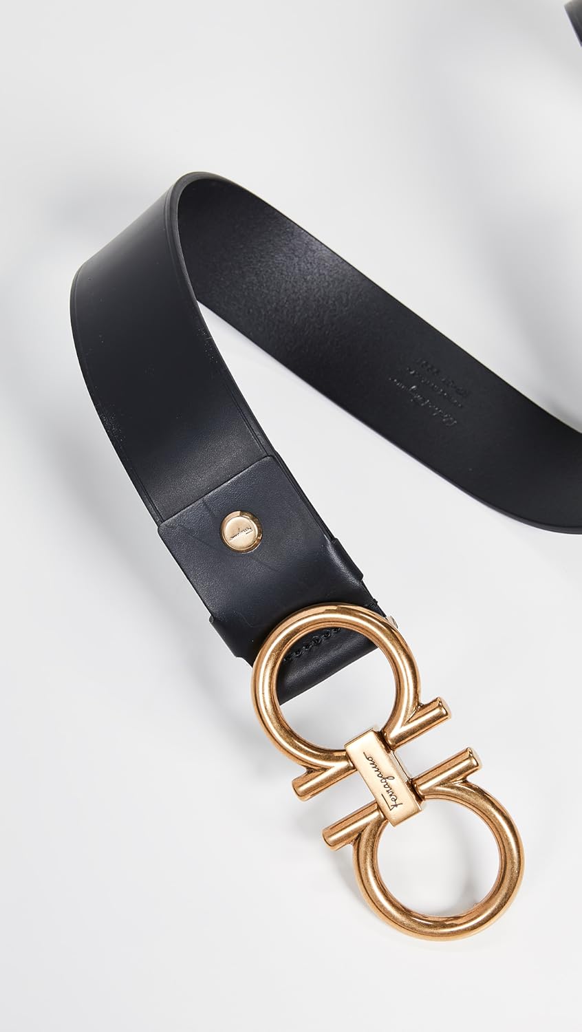 SALVATORE FERRAGAMO Men's Oversized Gancini Buckle Belt, Nero, Black, All Sizes