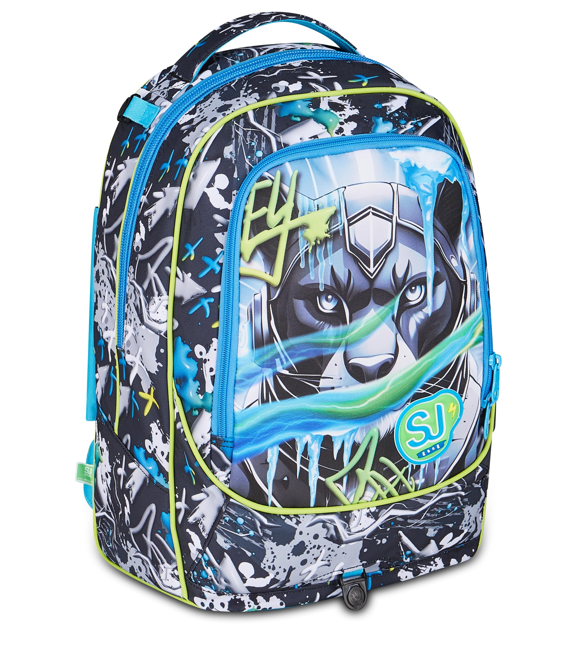SJ GANG STYLE JAM GANG Trolley Scuola Jack 8 ruote GLACE PANTHER BOY, Celeste, 34L, Scomponibile, Uso Zaino, Cross-over System, Spallacci a scomparsa, Tasca portaborraccia, Elementari e medie, Bambino