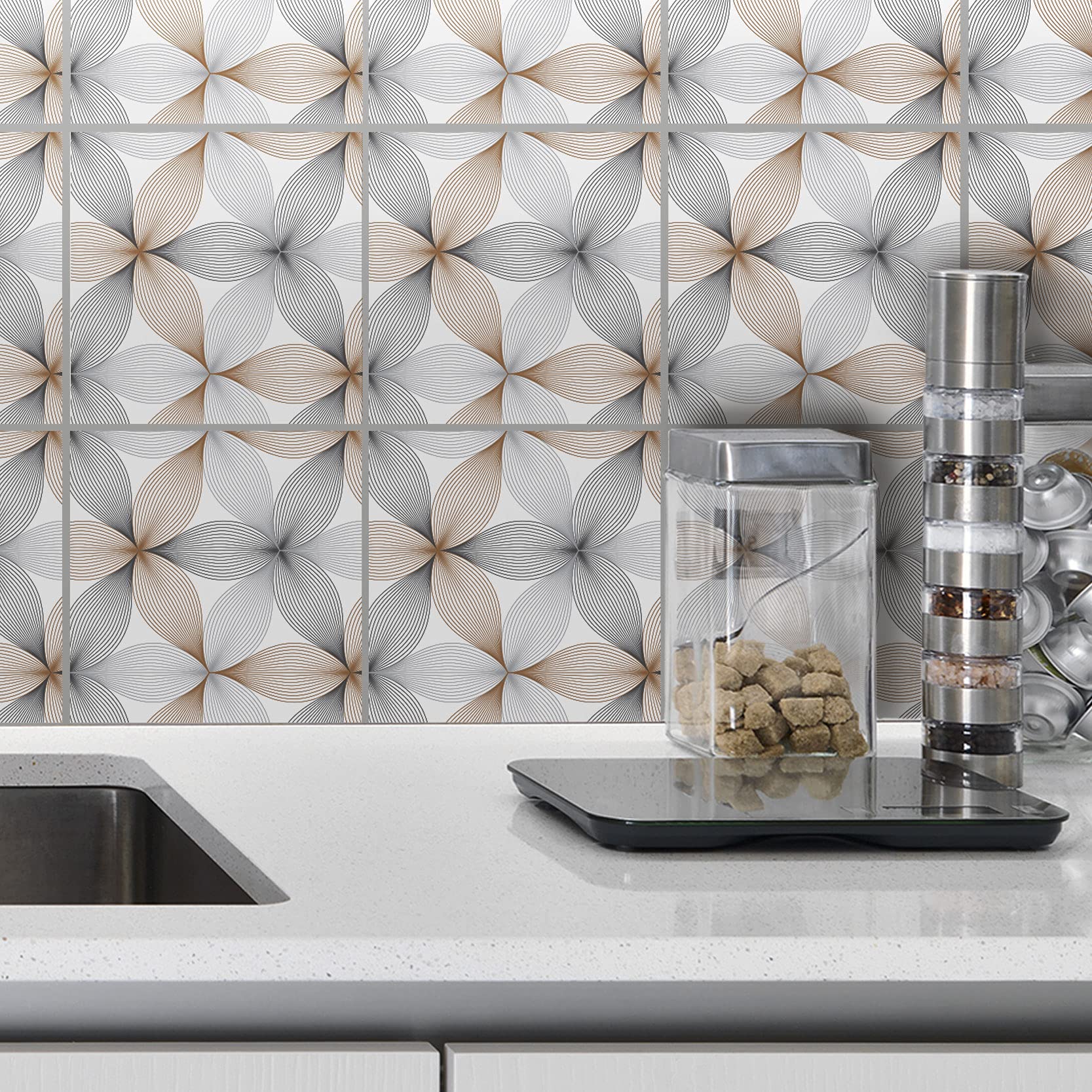 AREDE T1026 T1026 32 x tegelstickers voor badkamer en keuken wandtegels afpellen en opplakken, zelfklevende muurvinyltegels, waterdicht, oliebestendig, doe-het-zelf