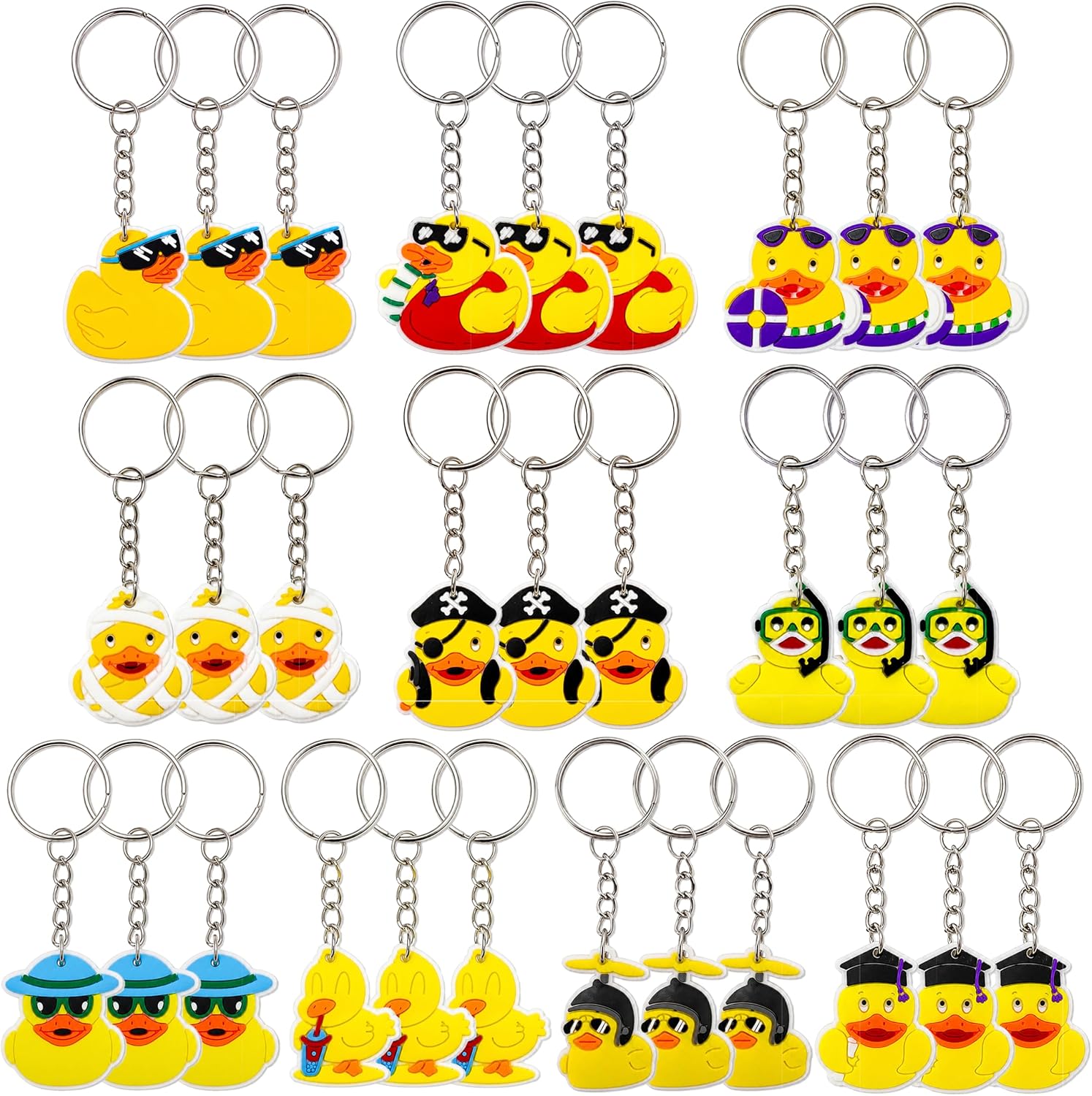 30Pcs Yellow Duck Keychains Bulk, Party Favors Goodie Bag Stuffers
