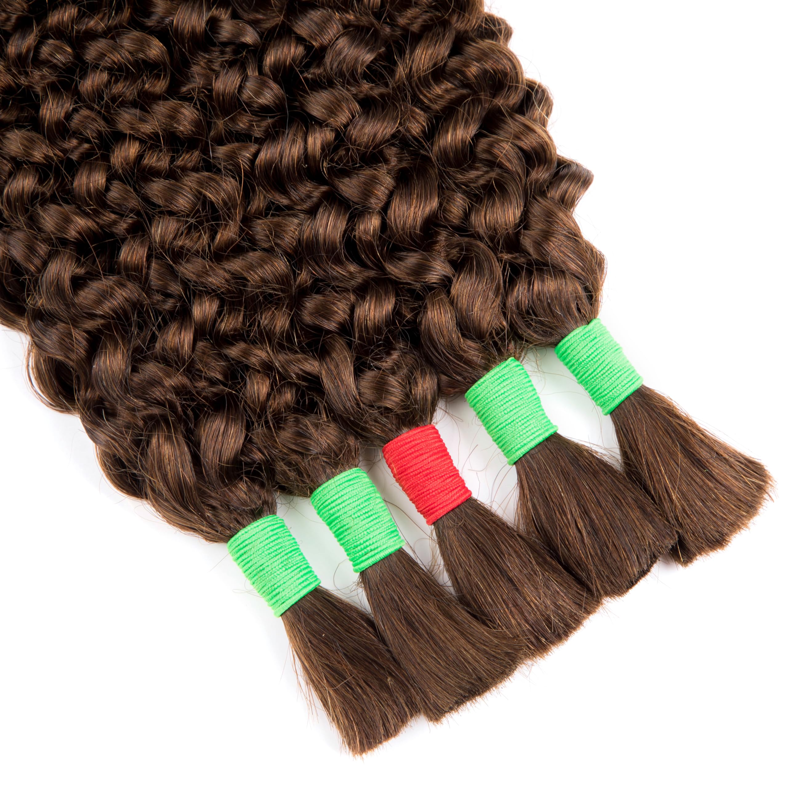 Aiokrtse Boho Braids Human Hair Extensions for Braiding Kinky Curly Bundles, 16 inches, 5 Bundles Total 100g, #4 Light Brown - Image 2