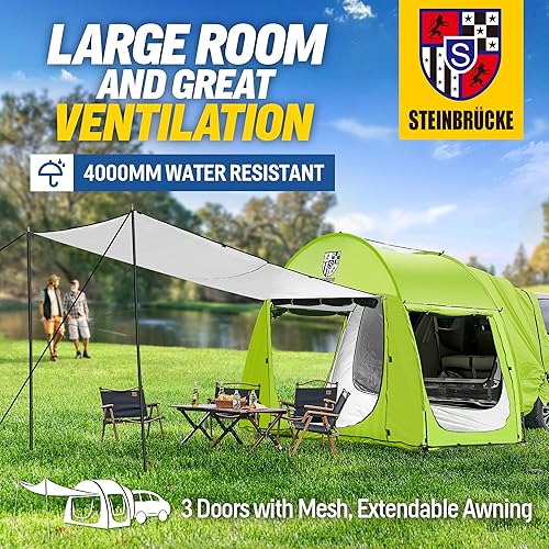 Miniatura 2 de Tienda de campaña universal para SUV con amplio toldo, tienda de campaña impermeable de 157.480 in, capacidad para dormir hasta 4 personas,