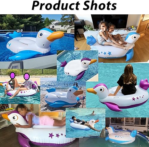 Miniatura 8 de Flotador inflable para piscina, flotador de pingüino con asa, flotador de verano para playa, piscina, sala de estar, balsa flotante para decoración
