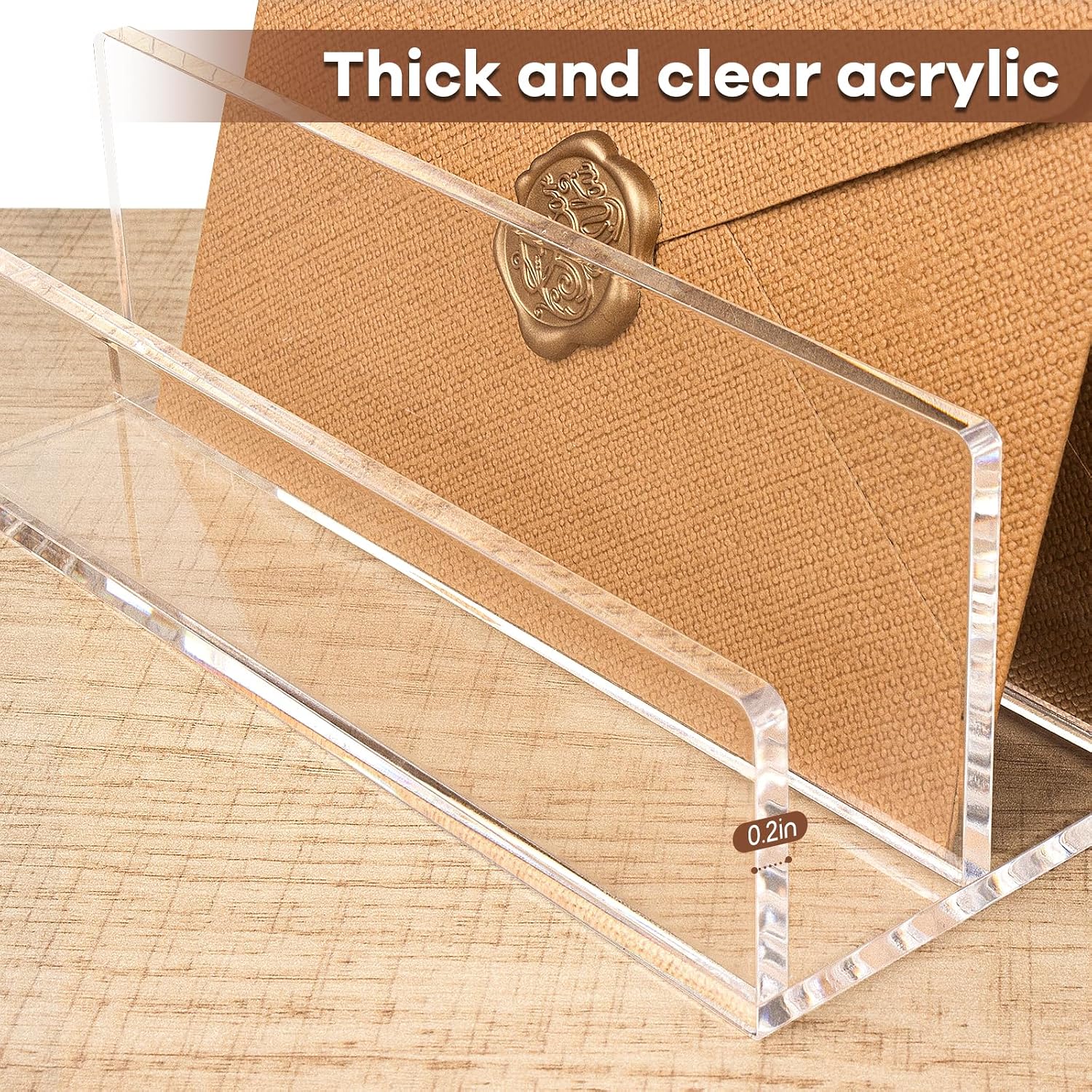 Acrylic Mail Organizer File Sorters for Desk,2-Section Laddered Desktop Vertical Letter Holder,Desk Organizer Workspace Organizer image 3