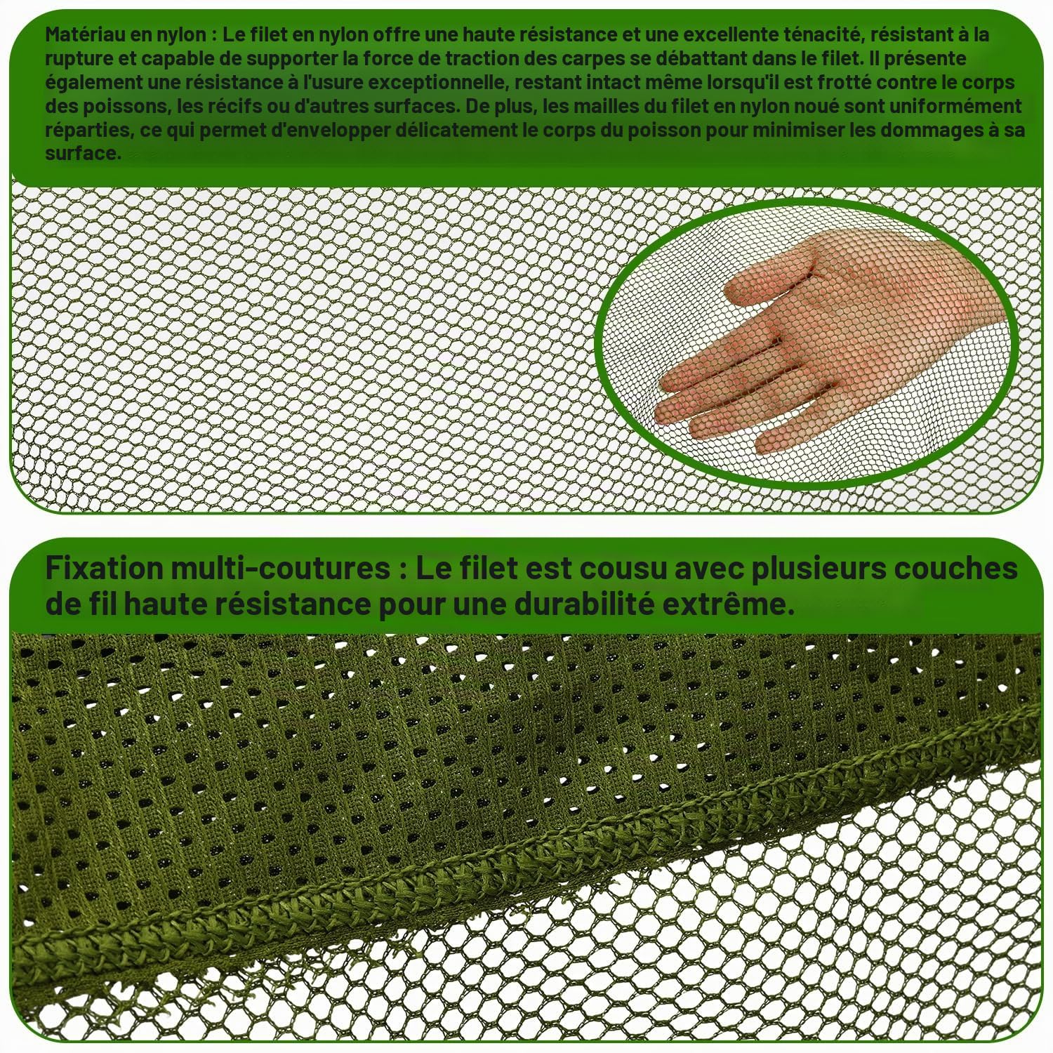 Sougayilang Épuisette de pêche à la carpe de 106,7 cm – Poignée télescopique en fibre de carbone de 2 m – Design flotteur robuste pour grosses carpes – Sac de transport inclus