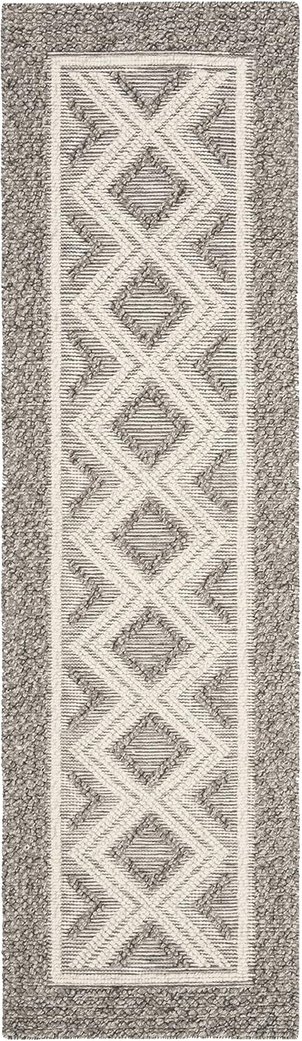 SAFAVIEH Vermont Collection Runner Rug - 2'3" x 6', Grey & Ivory, Handmade Wool & Cotton, Ideal for High Traffic Areas in Living Room, Bedroom (VRM212C)