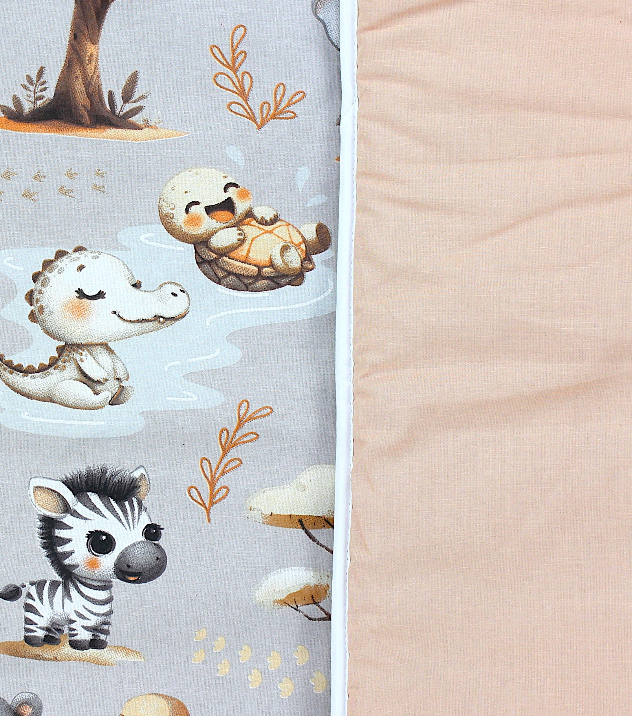 TupTam Tappeto Play Mat Per Bambini e Neonati Coperta 120 x 120 cm Gioco Imbottita XXL, Animali della giungla Grigi/Beige