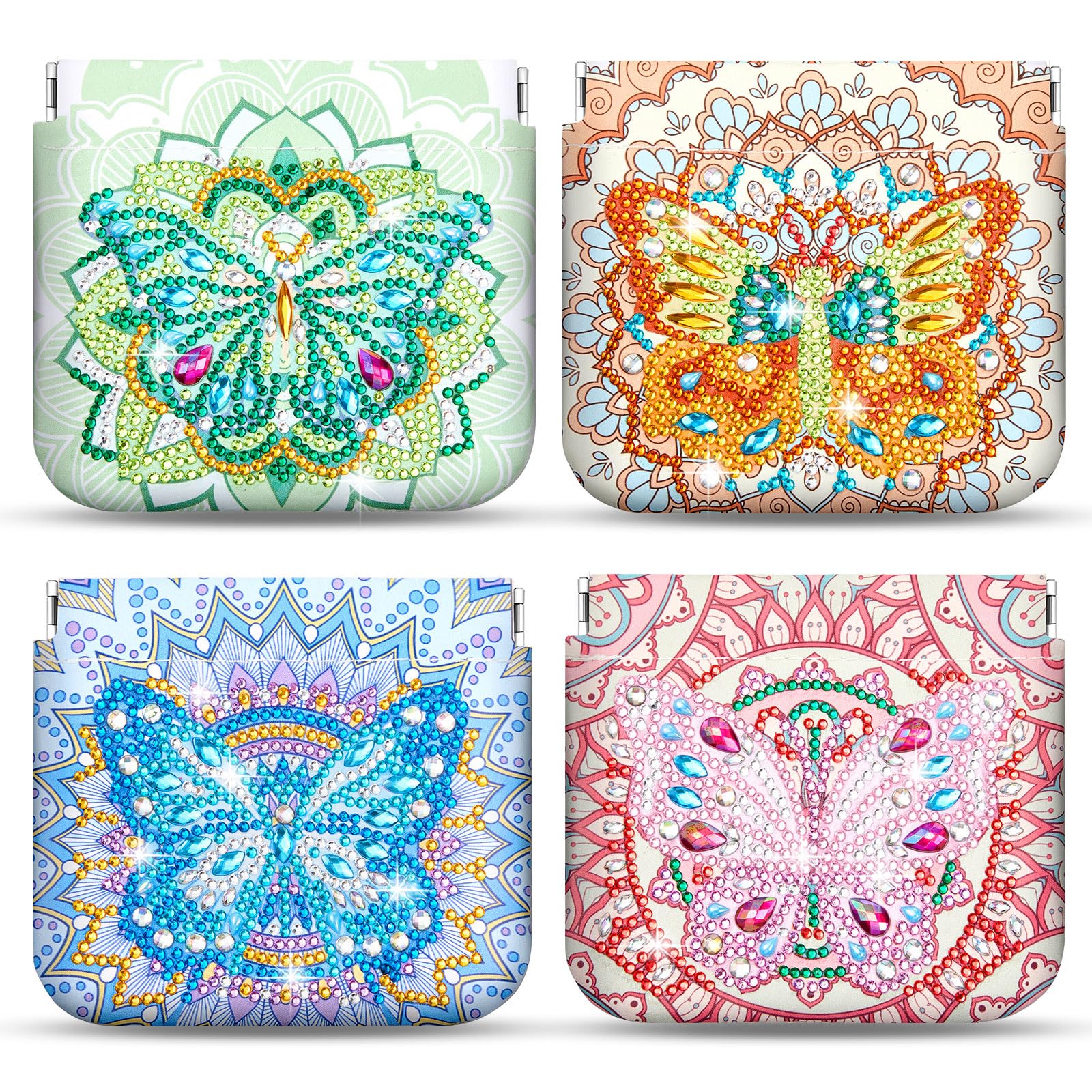 Hsei 4 Pcs Diamond Painting Coin Purse Pouch Leather DIY Rhinestone Paint Handmade Clutch Change Holder Change Purse Diamond Painting Bags for Adults