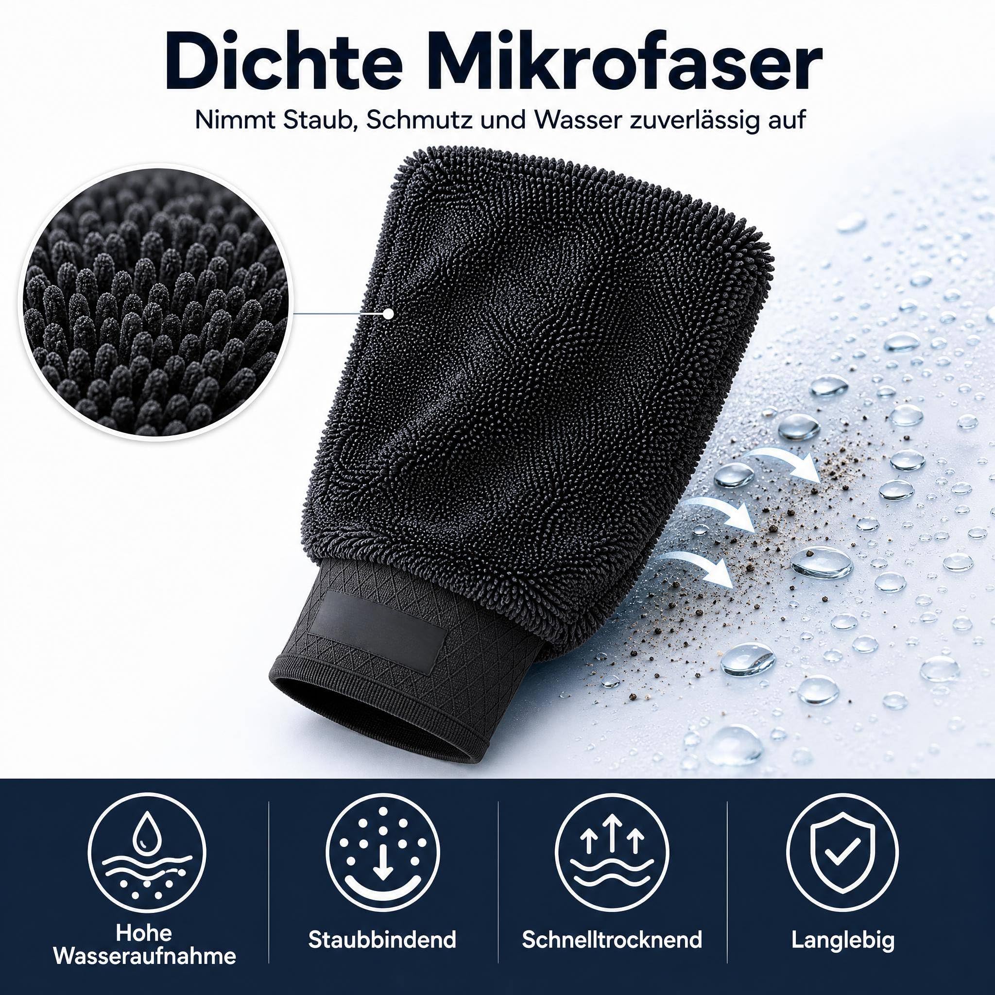 Schrubbi Mikrofaser Putzhandschuhe Weicher Waschhandschuh Mit Hoher Wasseraufnahme Für Staub Leichten Schmutz Glas Lack Fliesen Edelstahl Auto Haushalt Küche Bad Möbel Und Alltag (2pcs)