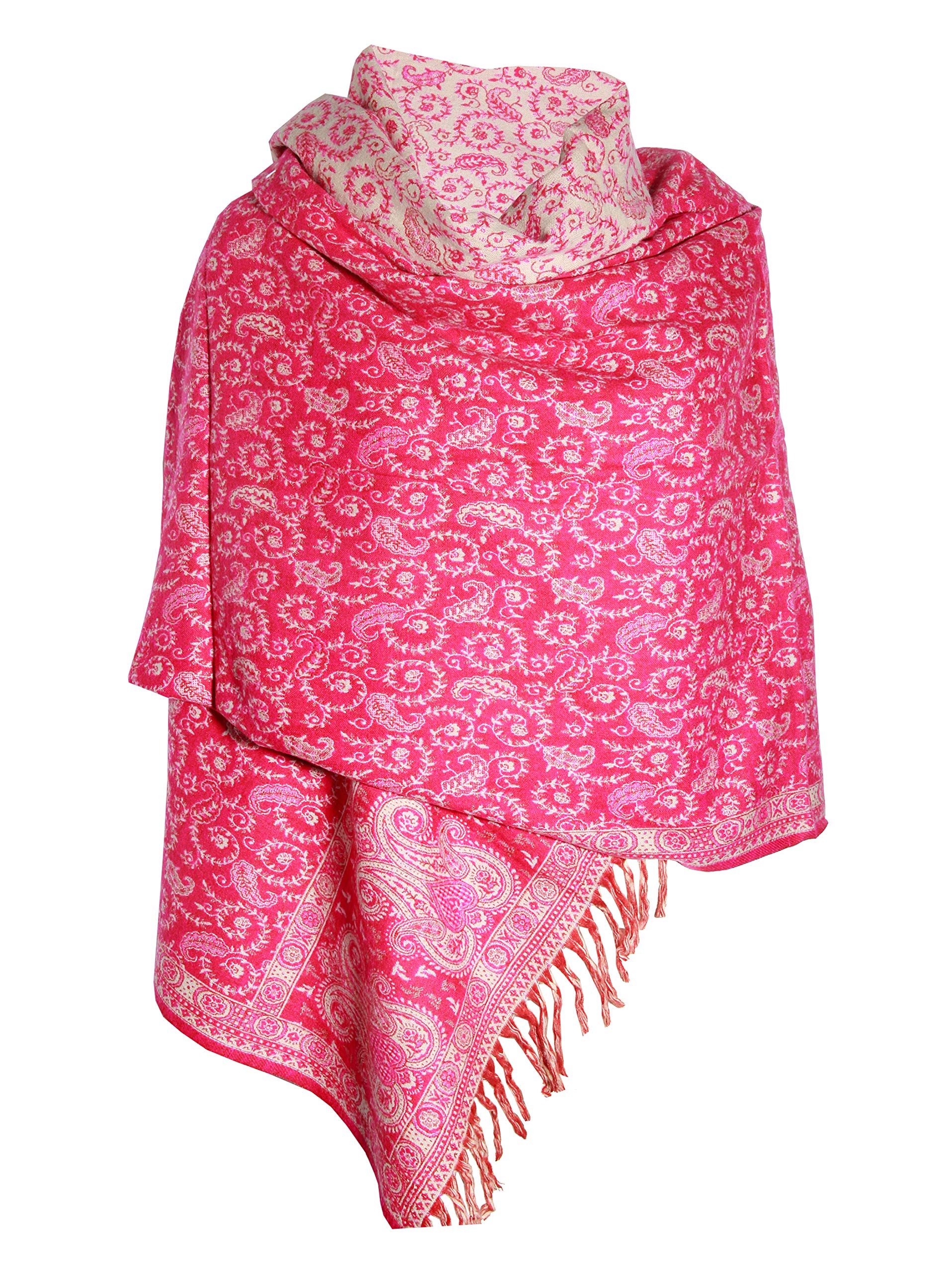 Schal aus reiner Yak-Wolle, wendbar, wendbar, luxuriös, Pink