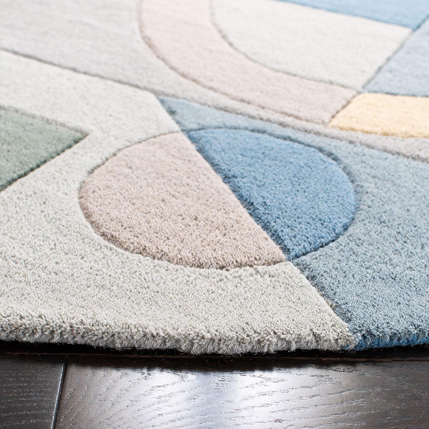 SAFAVIEH Rodeo Drive Collection 5'9" Round Blue/Multi RD845B Handmade Mid-Century Modern Abstract Wool Area Rug