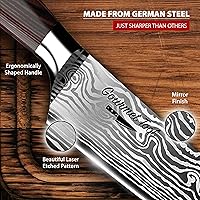 Vista 3 de Chef Knife 8 Inch Sharp German High Carbon Stainless Steel Kitchen Knifes - 8” Chefs Cooking Knife for Sushi Chopping Vegetable Slicing Tomatoes and