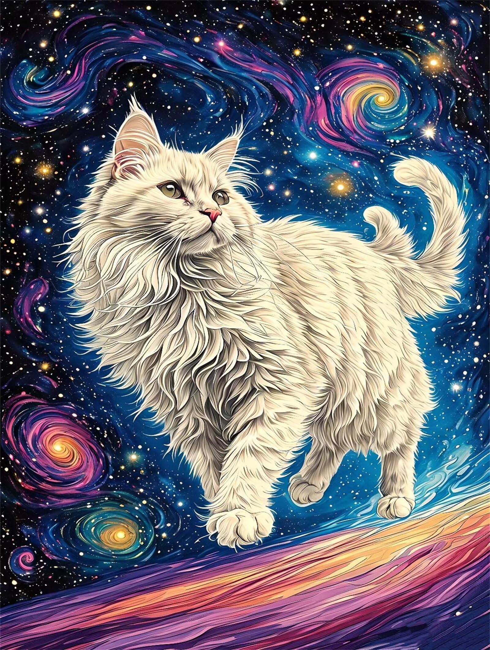 Amazon.co.jp: 星降る夜の猫 ペイントバイナンバー 大人子供用 DIY番号