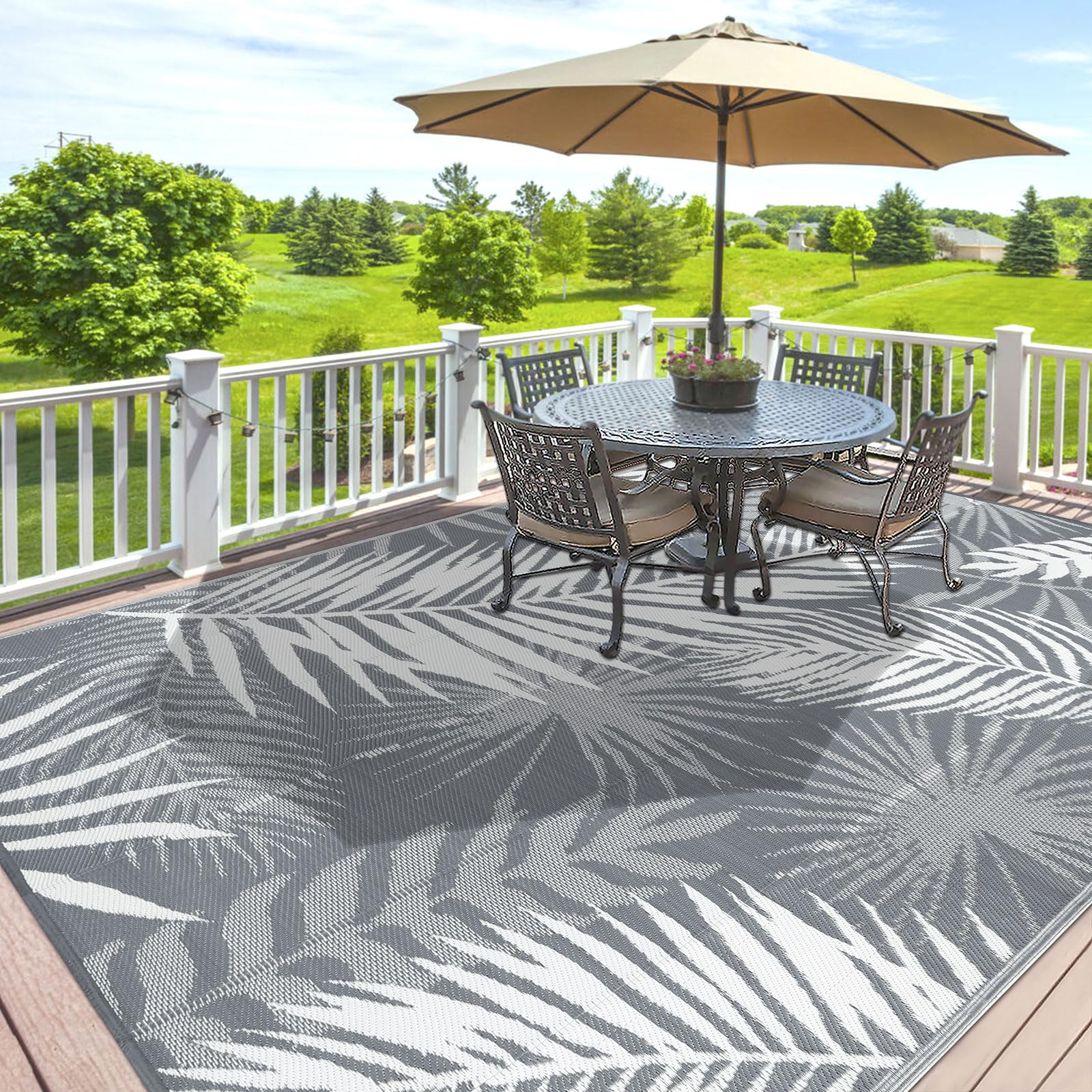 HiiARug Outdoor Rug 9x12Ft Outdoor Plastic Straw Rug Waterproof Outdoor Rugs for Patios Clearance Indoor Outdoor Rug for Patio Porch Camping RV Balcony Beach