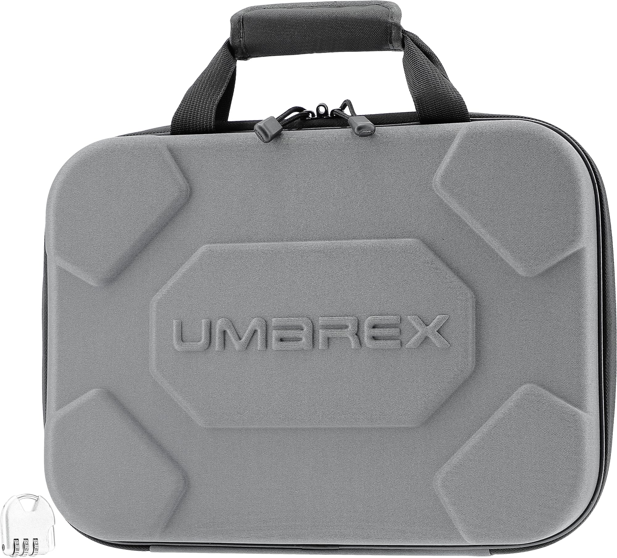 Umarex Eva - Borsa per pistola in schiuma rigida, 35,6 cm, con inserto in schiuma e lucchetto a combinazione, colore: Grigio