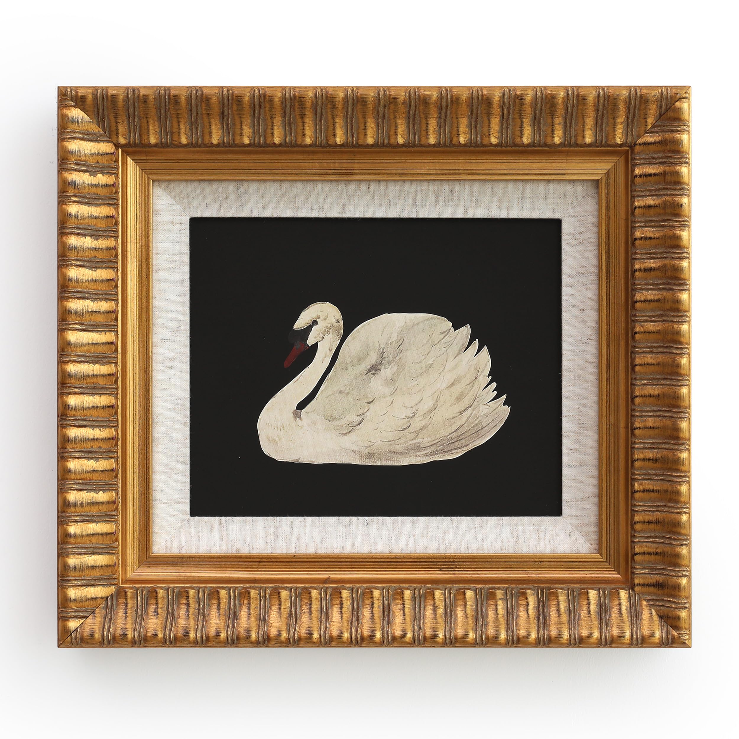 SoochART Gold Wood Framed Canvas Wall Art Vintage Decor,Black Swan Painting Prints,8"x10" Picture Frame for Living Room Bathroom Kitchen Bedroom，Tempered Glass
