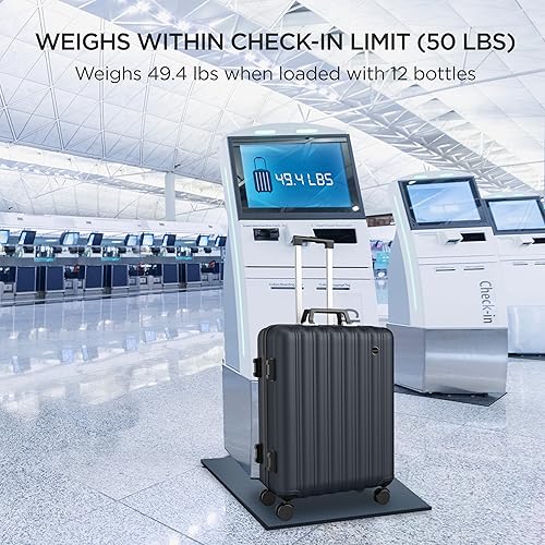 Miniatura 5 de boldworks Maleta de vino para aviones 12 botellas de vino con cerradura aprobada por la TSA e insertos extraíbles para llevar licor de vino alcohol