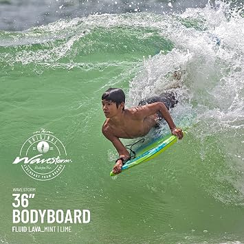 Wavestorm 36in Bodyboard | Graphic top Deck with high Density Slick Bottom | for Kids and Adults | Foam Construction with Accessories | Includes Basic Leash