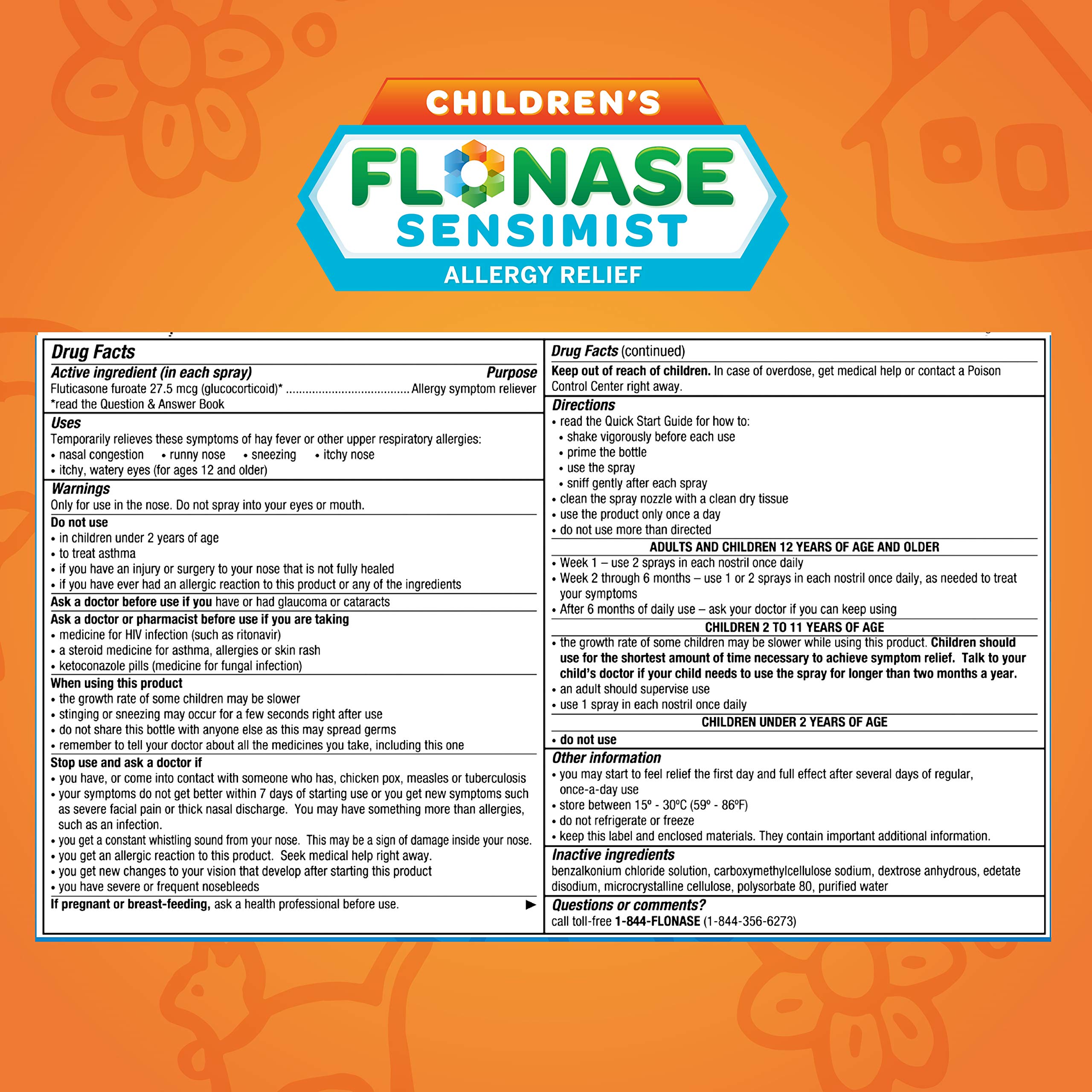Flonase Sensimist Allergy Relief Nasal Spray for Children, 24 Hour Non