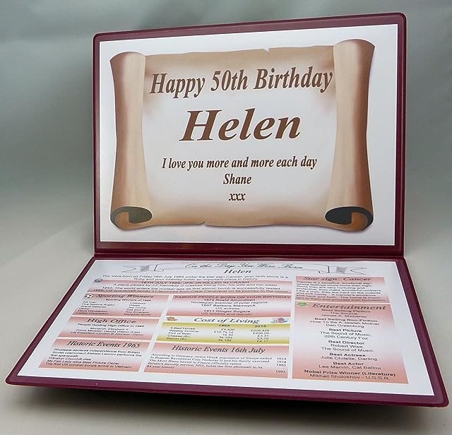 NWM-Gifts 50TH BIRTHDAY GIFT- THE DAY YOU WERE BORN PRESENTATION FOLDER