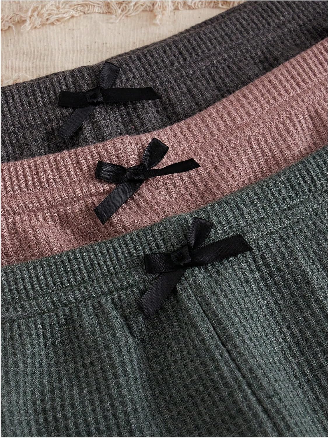 SOLY HUX Women's 3 Sets Pajamas Lounge Sets Cute Bow Front Crop Cami Tops and Shorts PJs Sleepwear