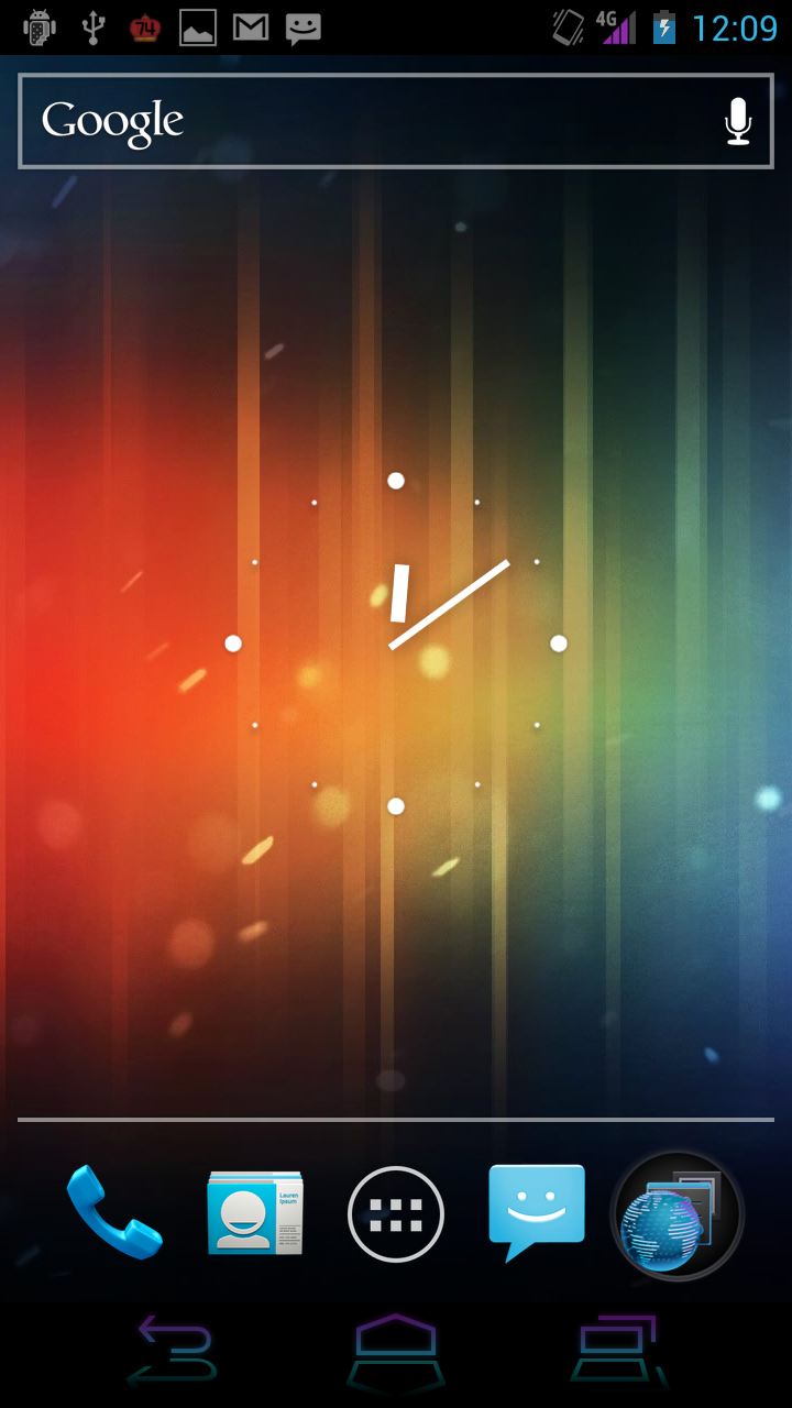 Galaxy Nexus ICS Ice Cream Sandwich Analog Clock Widget Android 4.0