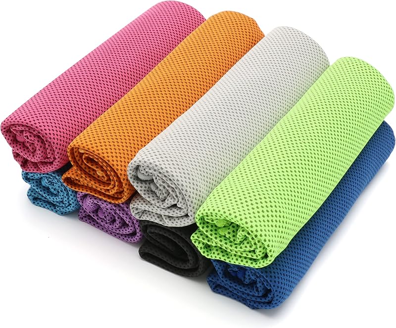 SMALLElectric 8 paquetes de toallas de enfriamiento sólidas multicolores de microfibra de 40 "x 12" (regulación de temperatura) para yoga, deporte, gimnasio, entrenamiento, fitness, correr