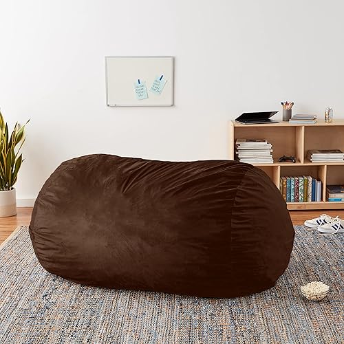 Miniatura 6 de Chill Sack Silla de puf, tumbona de 5 pies, microgamuza y chocolate - solo funda