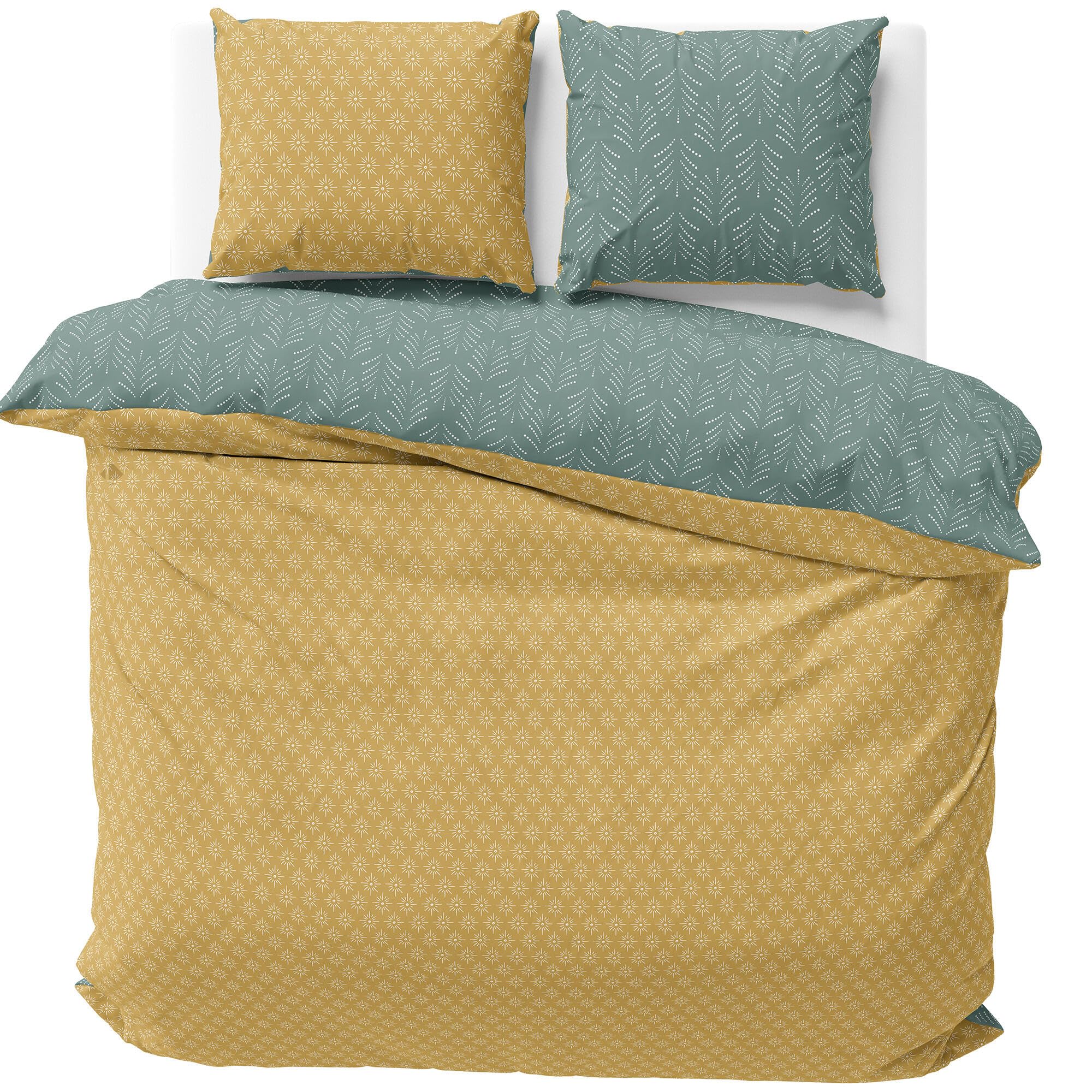 Juego de cama de 240 x 220 cm, Ropa Cama, Colchas Cama, 100 % algodón, multicolor, 3 piezas.