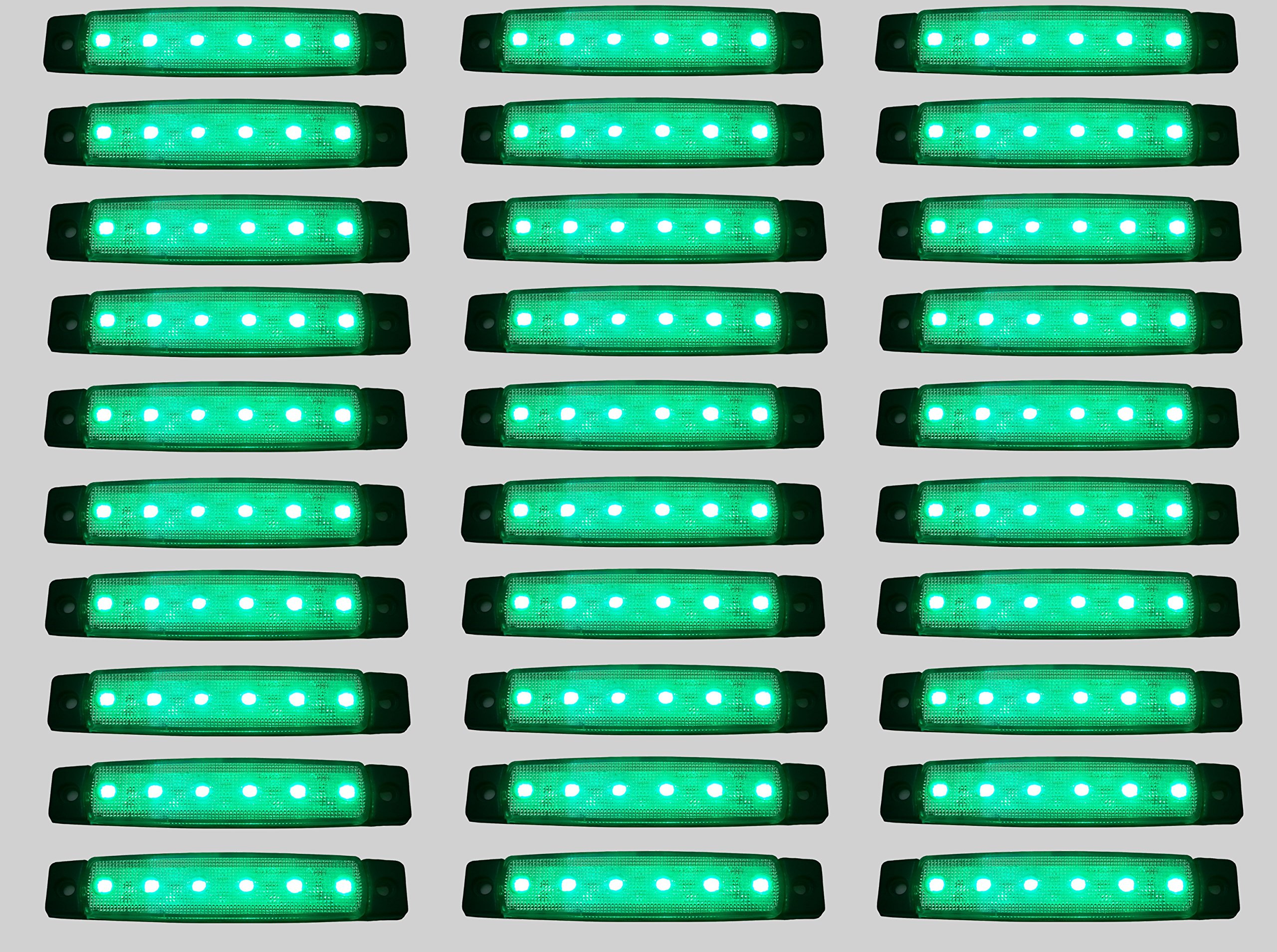 flexzon 30 szt. zielony 24 V 6 LED boczne kierunkowskazy światła do przyczep ciężarówek ciężarówek