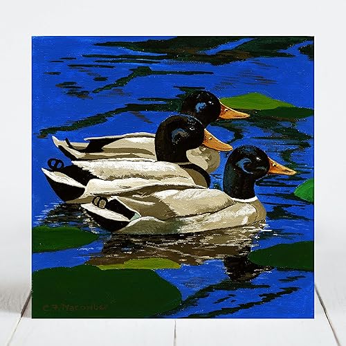 Ceramic Tile Coaster - Ducks, Naperville, Illinois - Painting the Town Series - Ceramic Tile - Ceramic Coaster - Decorative Art Work