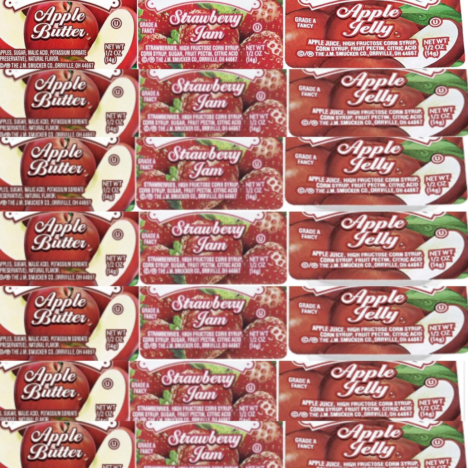 Movelo Variety Pack: Apple Butter, Strawberry Jam & Apple Jelly - 30 Single-Serve 0.5oz Cups, Fat-Free Kosher for Foodservice, Hotels, Buffets