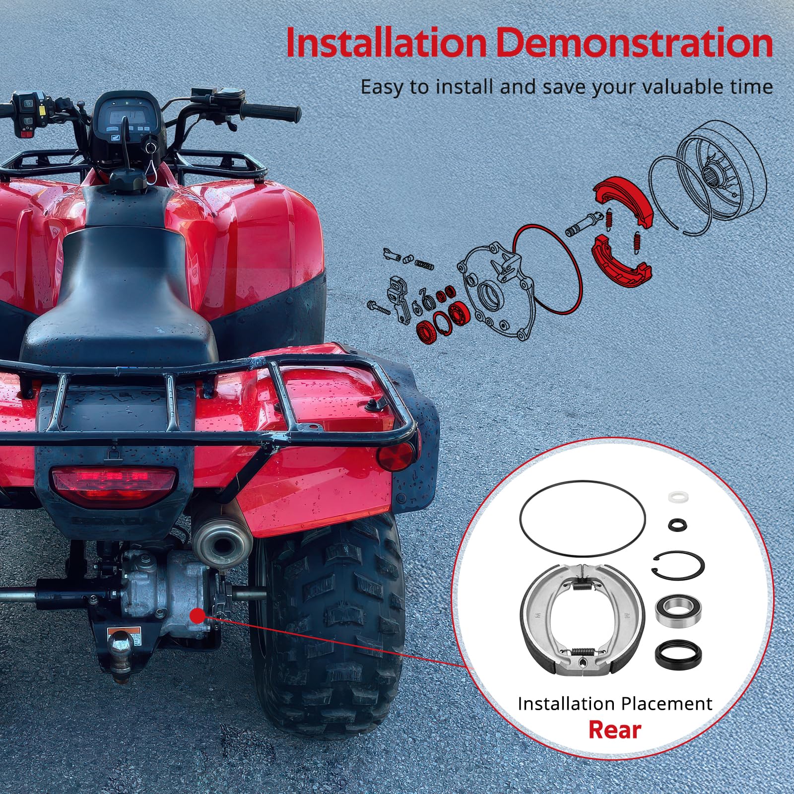 Rear Brake Drum Bearing & Seals O-Ring Kit Honda Recon 250 TRX250 TE T – Phoenix Motos - Foto 10