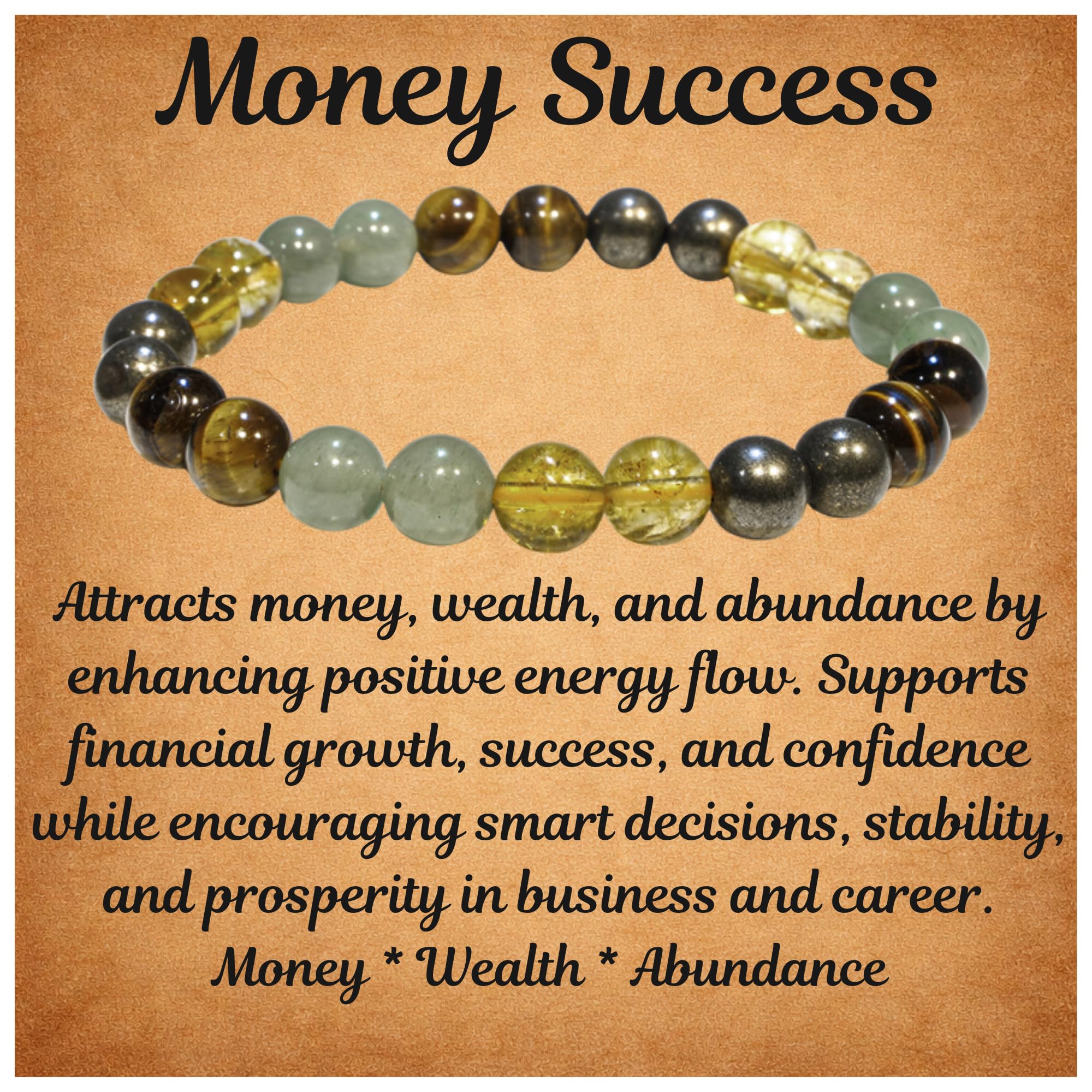 Money Wealth Success Bracelet – Pyrite Green Aventurine Tiger Eye Citrine Set