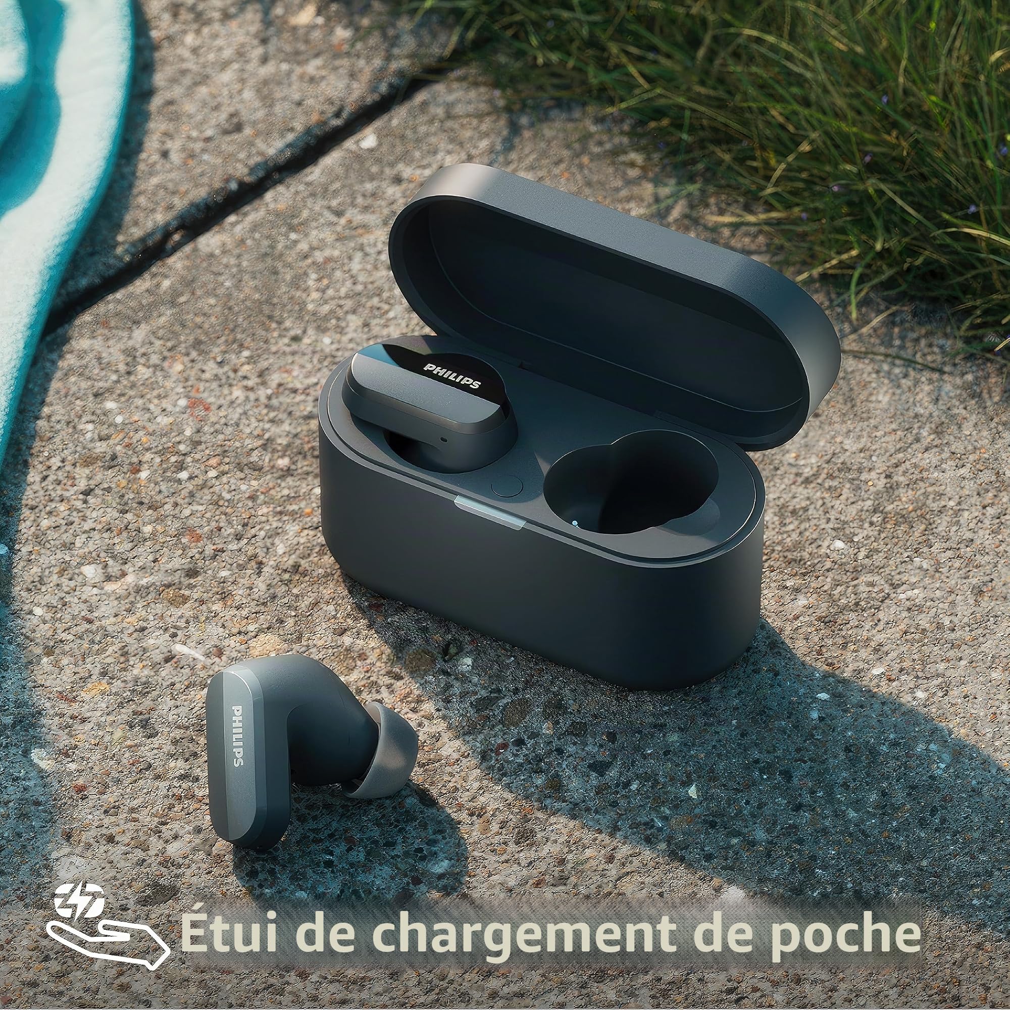 PHILIPS TAT3508BK/00 Écouteurs sans Fil True Wireless | en Silicone, Son Naturel | Réduction du Bruit | Jusqu'à 21 h d'autonomie | Micro | Boîtier de Charge | IPX4 Résistant à l'eau | Noir