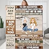 KERAOO Custom to My Daughter Blanket from Mom - You are My Sunshine - Personalized Name Blanket for Daughters Christmas Graduation