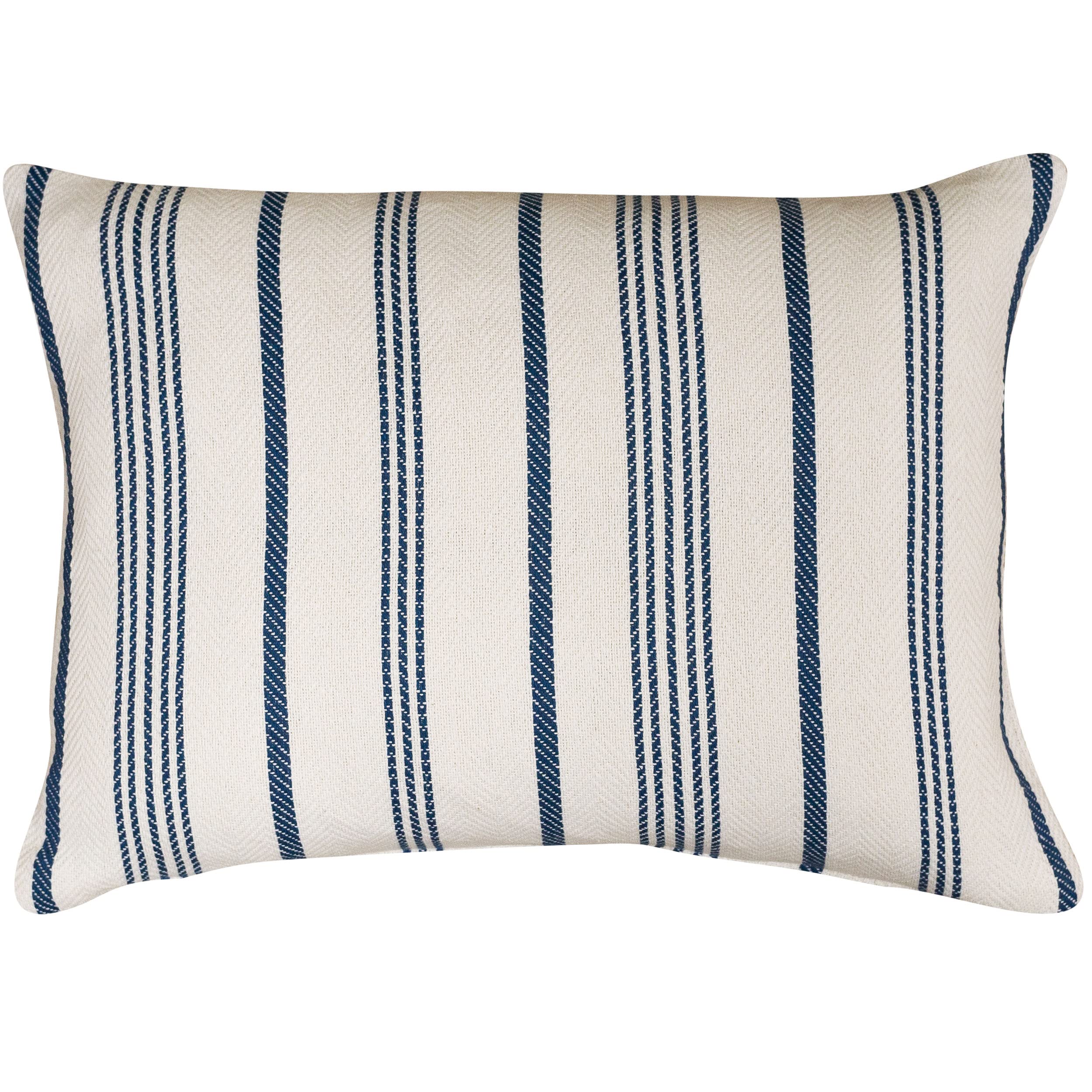 Linen Loft Blue Mykonos Striped Boudoir Cushion Cover. Nautical Stripes In Marine And White. Beachut, Yacht & Seaside Home Accessory. 17X12 Rectangle. Cushion Cover Only