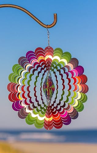 Miniatura 4 de Dawhud Direct Molinillos de viento cinéticos de mariposa arcoíris para patio y jardín, hilandero de viento para exteriores, decoración grande de