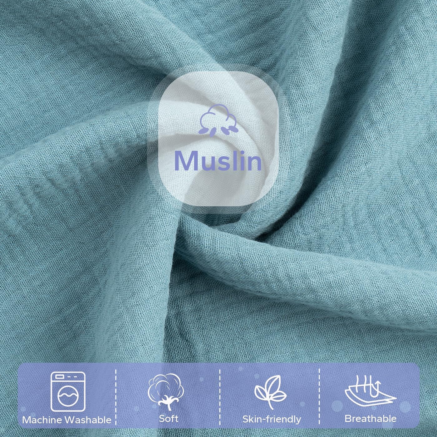 FUNUPUP Muslin Baby Lounger Cover Compatible with Snuggle Me Lounger, Infant Lounger Pillow Cover for Newborn, Removable Newborn Lounger Cover for Boys and Girls, Only Cover, Blue - Image 2