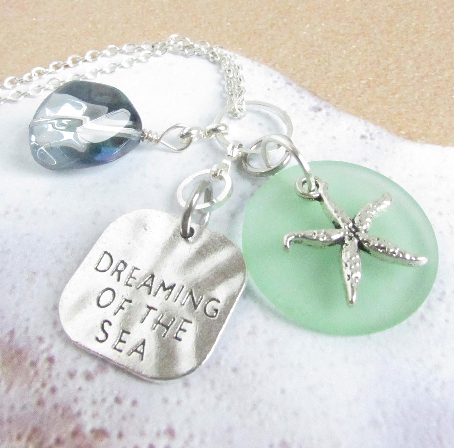 Rear View Mirror Charm, Sea Glass and Starfish Car Charm, Beach Quote, Mother's Day Gifts for Mom - Image 8