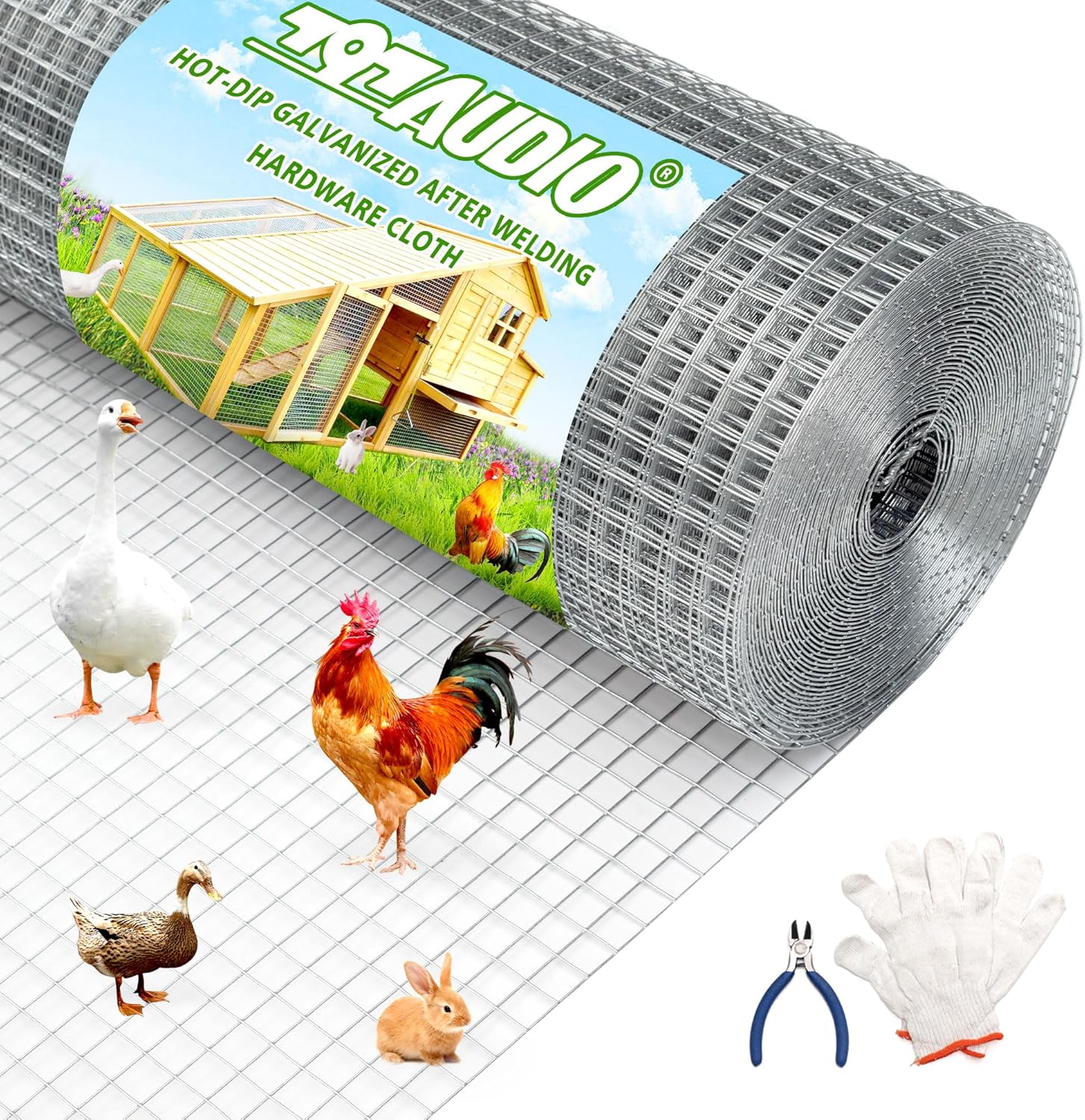Product image of Hardware Cloth Hot Dip Galvanized After Welding,1/2 inch 48 in x 100 ft 19 Gauge,Chicken Wire,Metal Fence Mesh Wire Roll,Garden Fencing Welded Wire Mesh for Pet Enclosures,Poultry and Agricultural Use