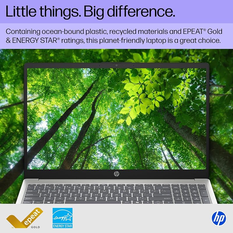 HP 15.6 inch Laptop, HD Touchscreen Display, AMD Ryzen 5 7520U, 8 GB RAM, 512 GB SSD, AMD Radeon Graphics, Windows 11 Home, Natural Silver, 15-fc0499nr image 6