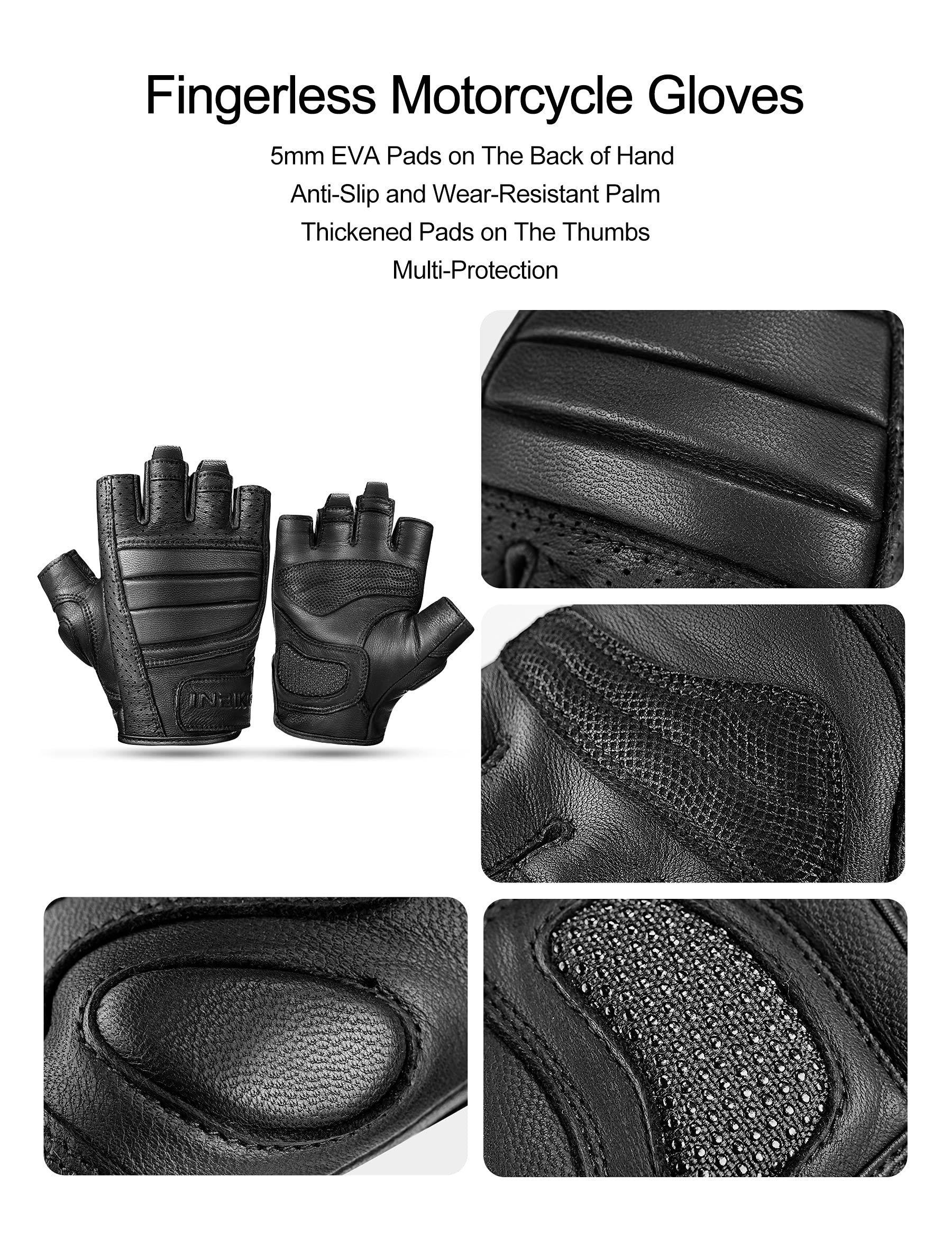 INBIKE Guanti da Ciclismo Estivi Guanti Pelle di Capra Mezze Dita Traspirante Antiscivolo per Tattici Militari Escursionismo Arrampicata Unisex