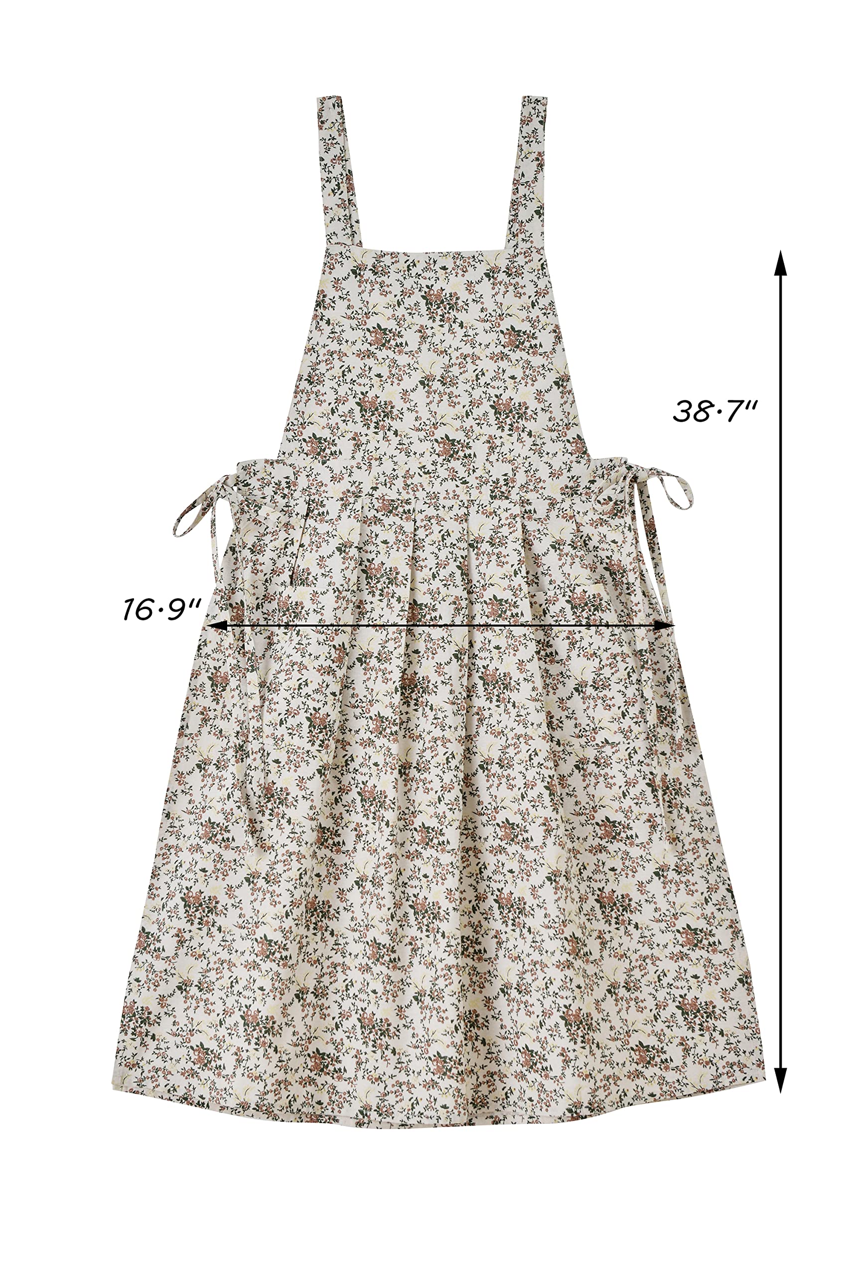 Qushy - Delantal de cocina de algodón floral impermeable para adultos, ajustable, para cocinar, hornear, jardín, chef, con bolsillo