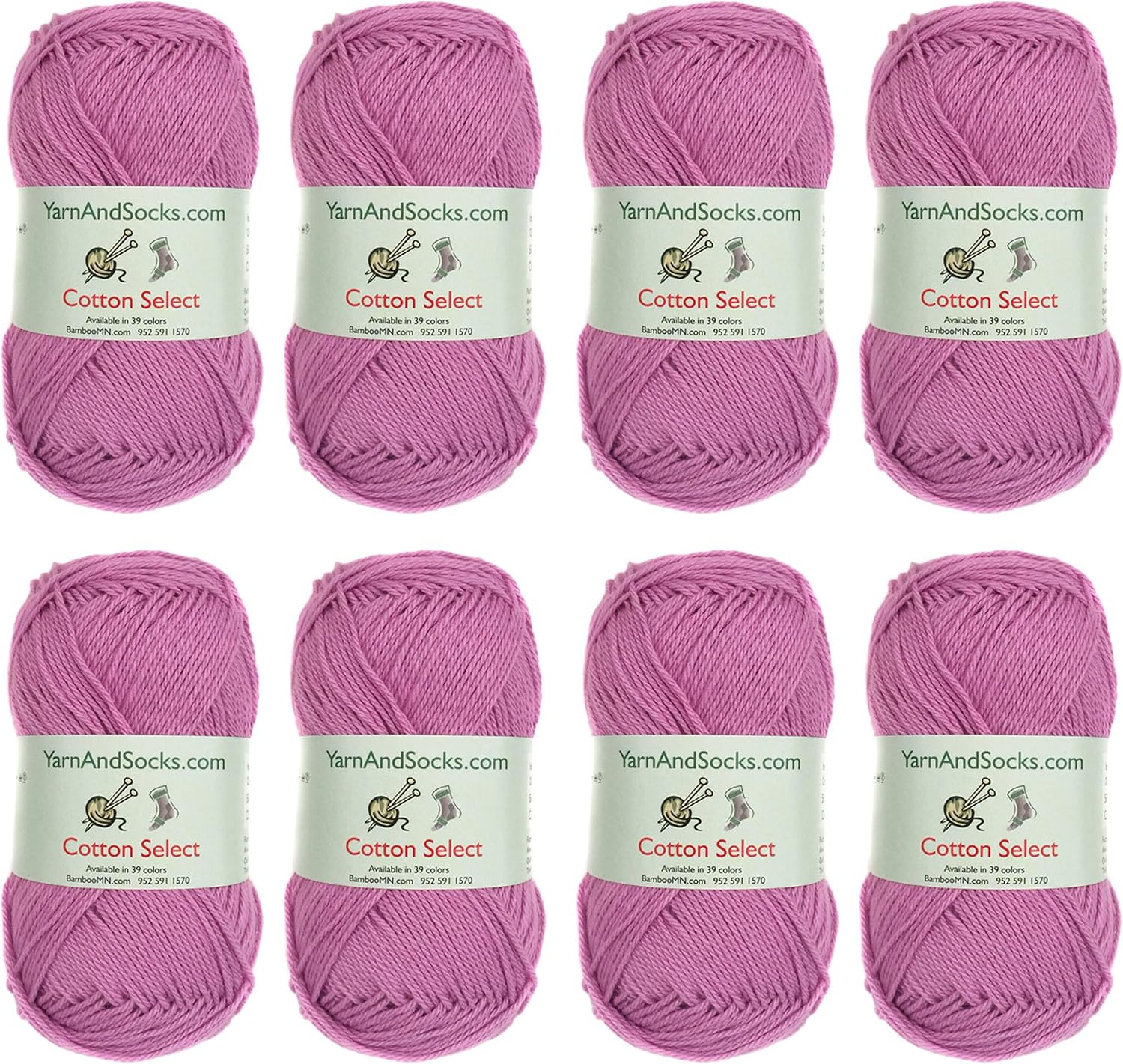 JubileeYarn Cotton Select Yarn - Sport Weight - 50g/Skein - Passion Fruit Purple - 8 Skeins
