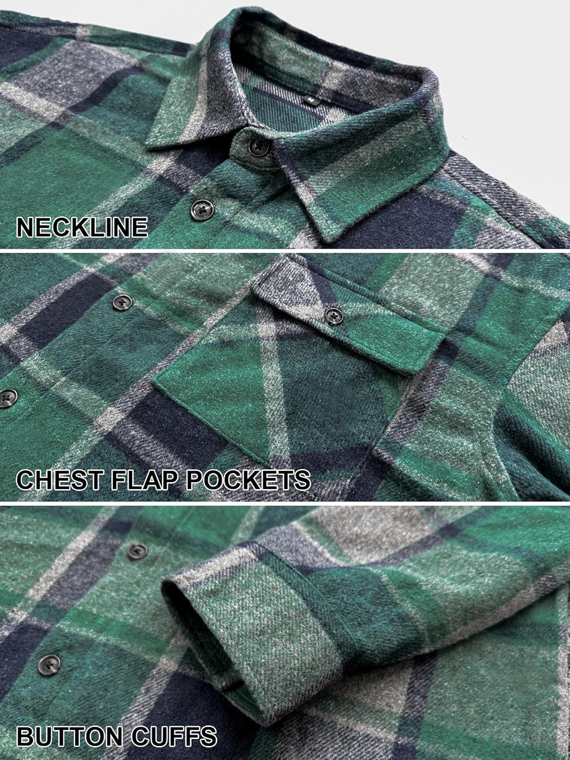 JEMLDL Mens Flannel Shirts Jackets Casual Shackets Button Down Long Sleeve Plaid Shirt Lightweight Jackets with Pockets - Image 4