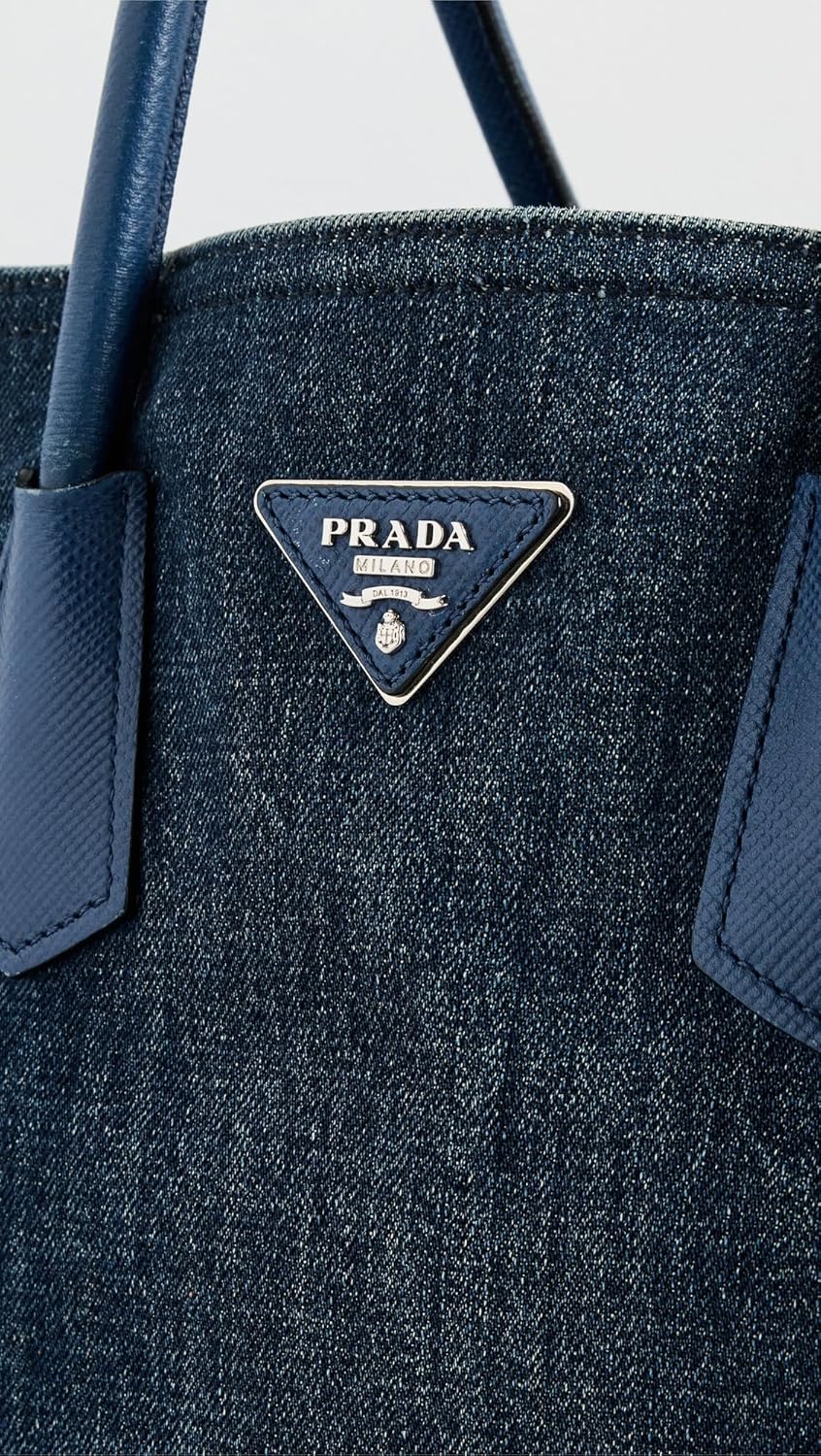 Women's Pre-Loved Prada Tote Bag, Denim - Image 4