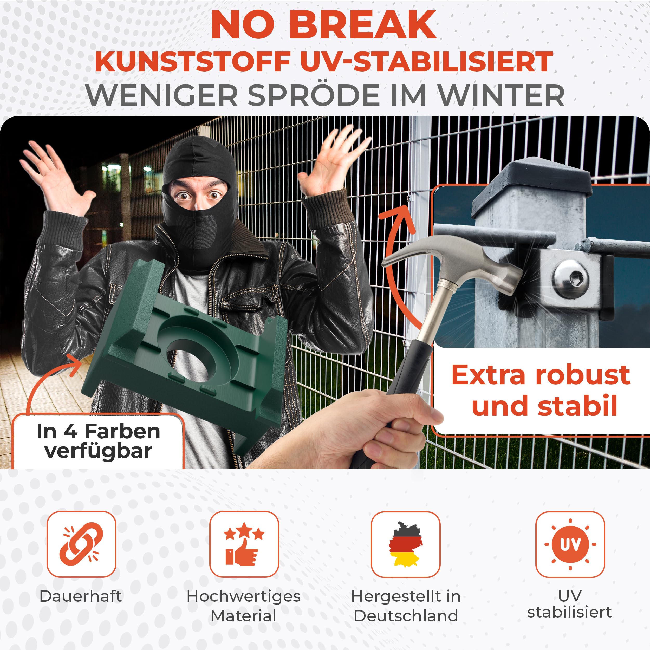 30x Zaunsets Klemmbock 40 mm mit V2A-Nietmutter für außen, Schwarz